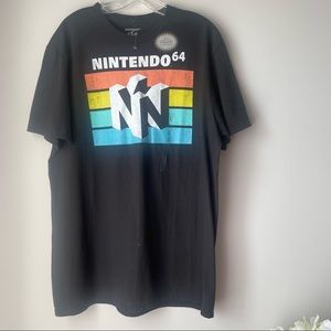 Young Men’s Black Graphic ‘Nintendo 64’ Short Sleeve Tee Shirt Size Large